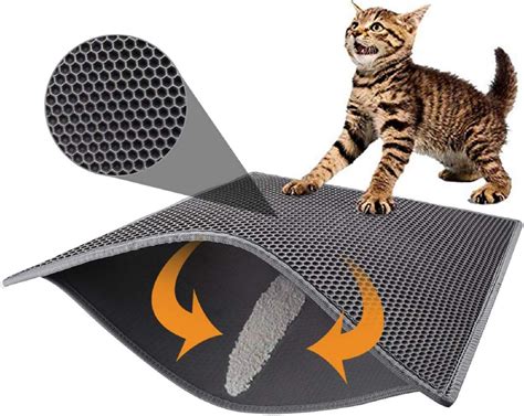 Pieviev Cat Litter Mat Litter Tray Mat of Large Size 30'' x 24'' Double Layer Honeycomb Design ...