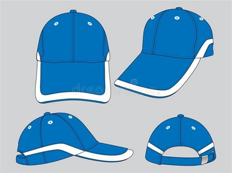 Sport Blue-White Baseball Cap Design on Gray Background Stock ...