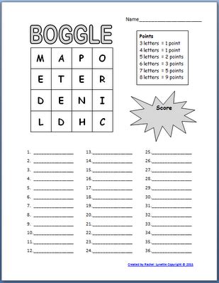 Free Boogle Templates~Because this is in MS Word, you can change the letters - get a whole new ...