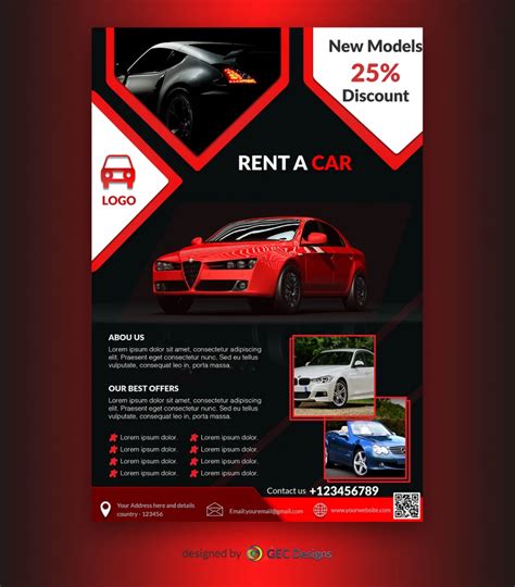 Deep red Car dealership Flyer Template | GEC Designs