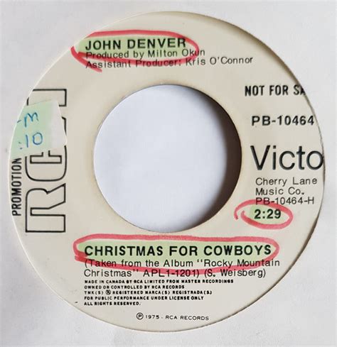 John Denver – Christmas For Cowboys (1975, Vinyl) - Discogs