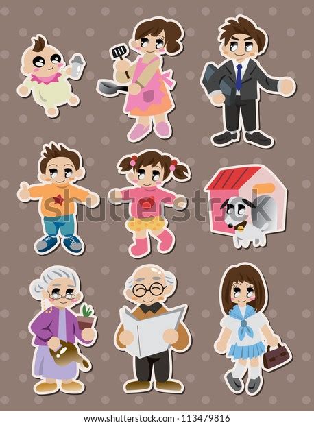 Cartoon Family Stickerslabel Stock Vector (Royalty Free) 113479816 ...