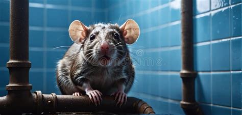 Close-up of a Rat Entering the Human Habitat from the Sewer System ...