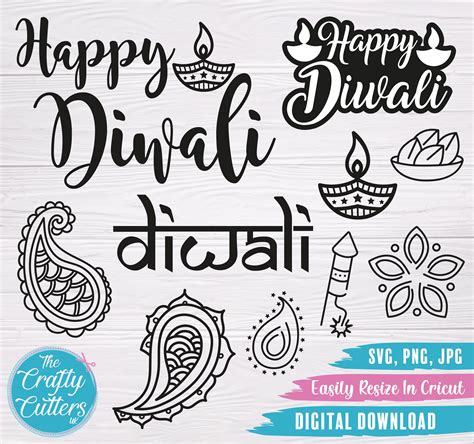 Diwali SVG Happy Diwali Bundle Deepavali Cards SVG Cutting | Etsy