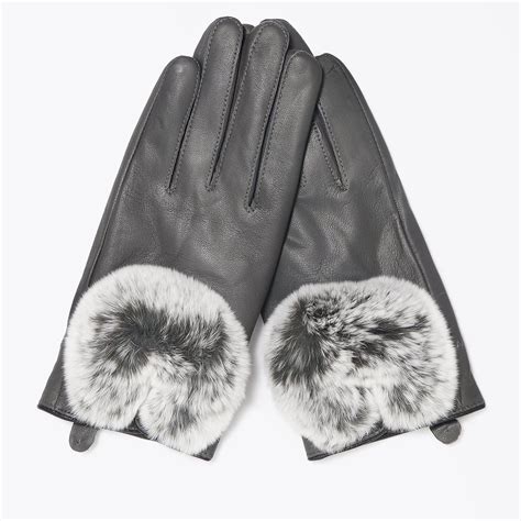 Rabbit Fur Gloves - Grey | Ladies Winter Gloves | Mr & Mrs Stitch