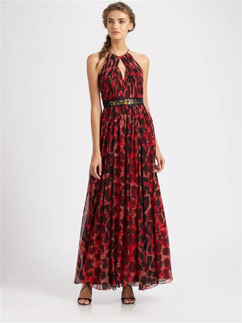 Aidan mattox Silk Dress in Red | Lyst