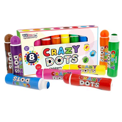 US Art Supply 8 Color Crazy Dots Childrens Dot Markers - Children's Washable Paint Marker ...