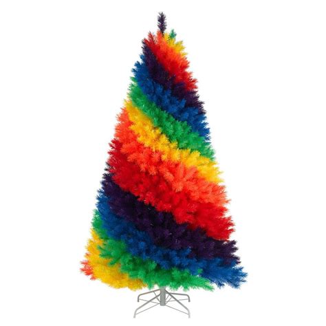 Color Burst Rainbow 7 ft. Artificial Unlit Artificial Christmas Tree with Stand 5022537 - The ...