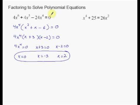 Solving Polynomial Equations by Factoring - YouTube