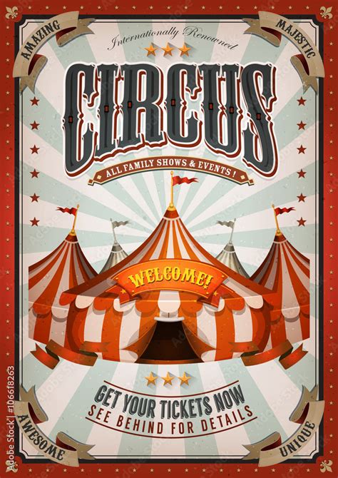 Vintage Circus Poster With Big Top Stock Vector | Adobe Stock