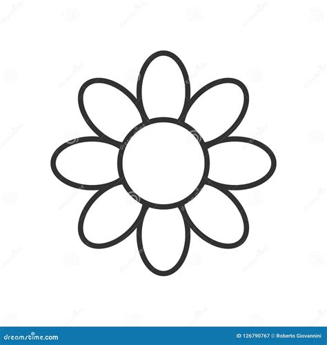 Daisy Flower Outline Icon on White Stock Vector - Illustration of ...