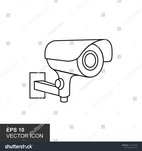 Illustration Outline Icon Isolated Cctv Camera Stock Vector (Royalty ...