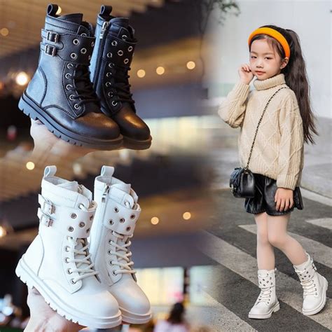 Girls' Boots Kids Shoes Autumn Winter Children Leather Martin Boots ...