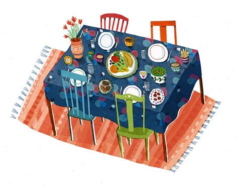 dinner table | Cartoon painting, Illustration, Cartoon clip art