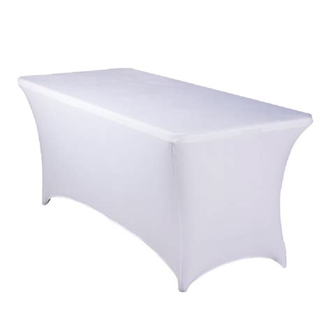 Spandex Tablecloth - 6ft Banquet - White - Prestige Linens