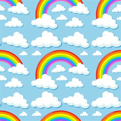 Rainbow Template With Clouds