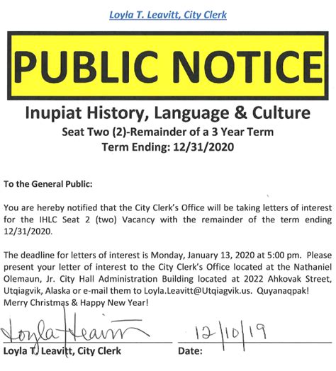 Public Notice – Inupiat History Language and Culture Seat Two – The ...