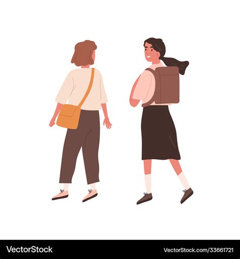 Female teenage friends wearing school uniform Vector Image