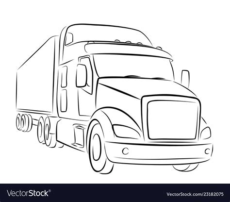 Sketch of big truck Royalty Free Vector Image - VectorStock