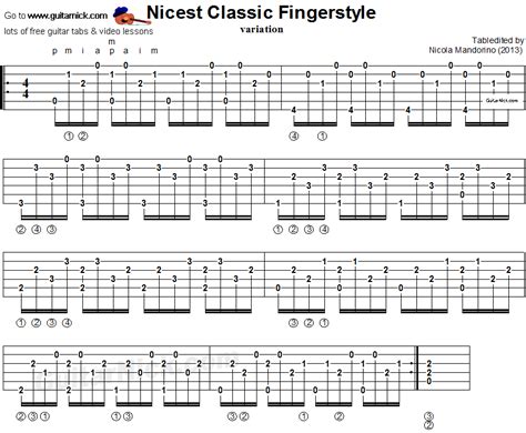 Classic fingerstyle studio (variation) - guitar tab Flamenco Guitar Lessons, Classical Guitar ...