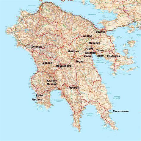 Map of sites in the Peloponnese