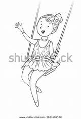 Circus Performer Acrobat Gymnast Coloring Page เวกเตอร์สต็อก ปลอดค่า  sketch template
