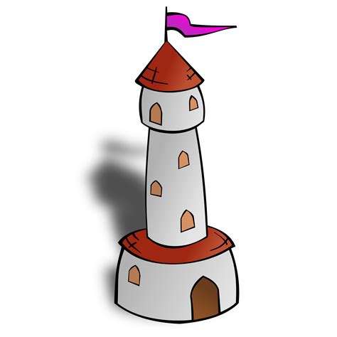Clipart - RPG map symbols: Round Tower with Flag