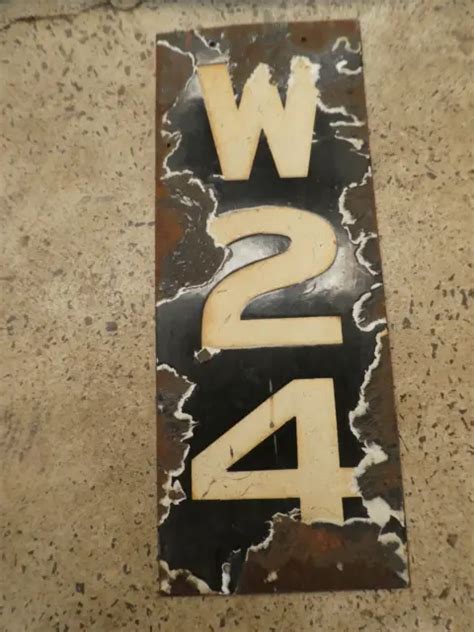 VINTAGE ENAMEL TRAIN Collectors Sign W24 Steam Engine Carriage Station ...