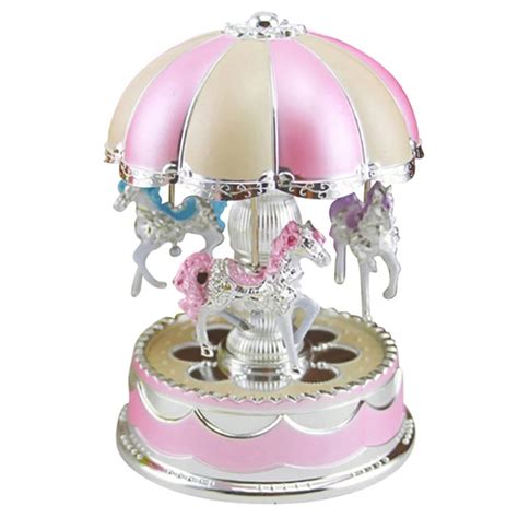 Merry Go Round Carousel Music Box Toy Swivel Glowing Carousel Horse Electronic Music Box Wedding ...