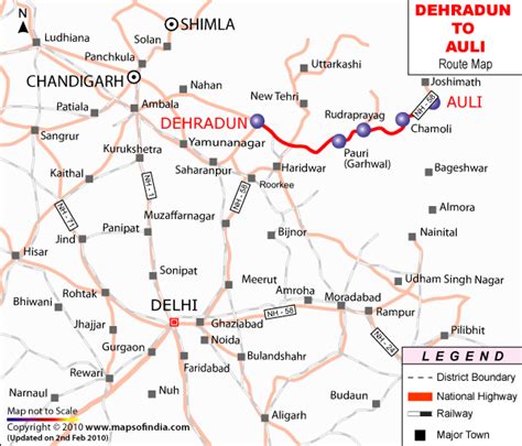 Dehradun to Auli Route Map