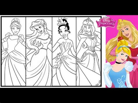 4 Disney Princesses Coloring Page - 4 PRINCESSES Coloring Book ... - Coloring Library