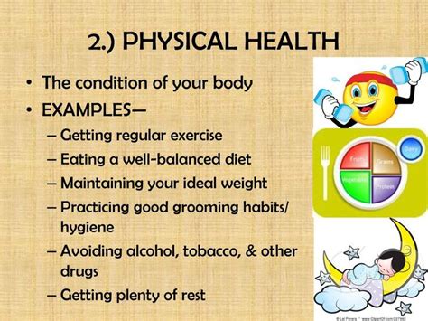 PHYSICAL HEALTH The condition of your body EXAMPLES— | Physical health ...