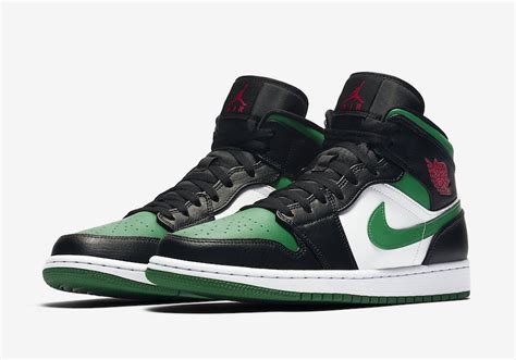 Air Jordan 1 Mid Black Green White Red 554724-067 Release Date - SBD