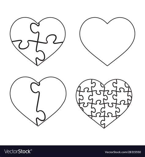 Heart shaped puzzle graphic template Royalty Free Vector