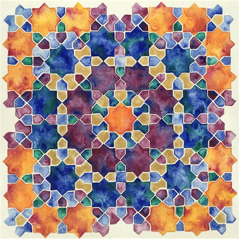 Finished my watercolor for Islamic geometric design online course by ...