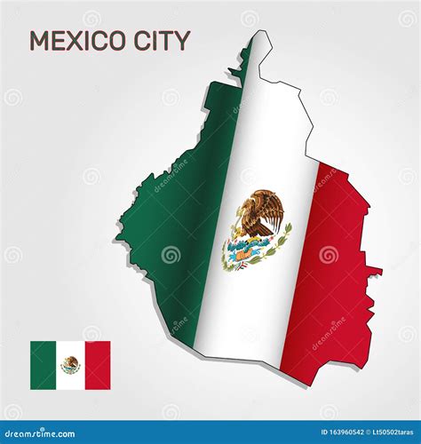 Vector Map of Federal District Mexico City Combined with Waving Mexican ...