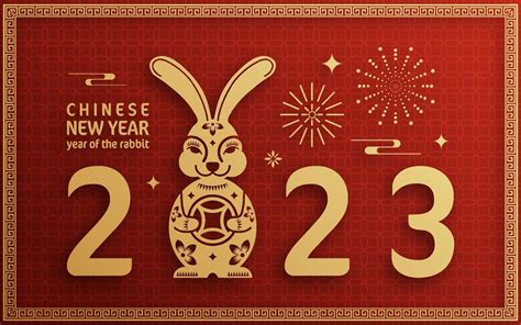 feliz año nuevo chino 2023 año del zodiaco conejo 7340760 Vector en ...