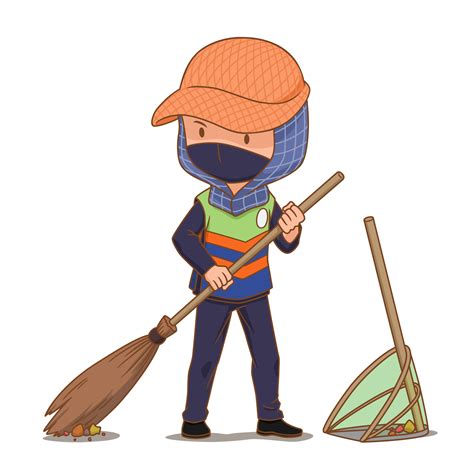 Cartoon character of street cleaner sweeping the floor. 4903217 Vector ...