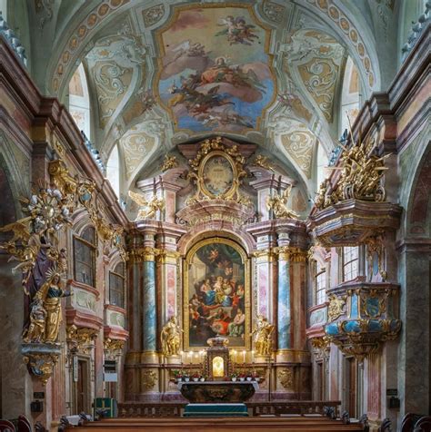 St Anne Church Interior with Beautiful Frescos - Vienna, Austria ...