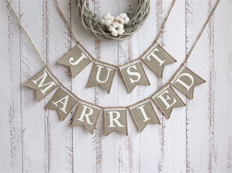 Just Married Banner Just Married Wedding Banner Rustic - Etsy