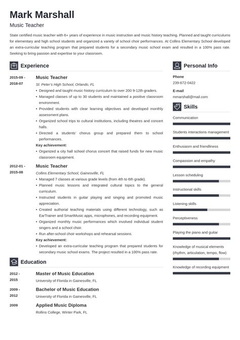 Music Teacher Resume: Sample & Writing Guide [20+ Tips]