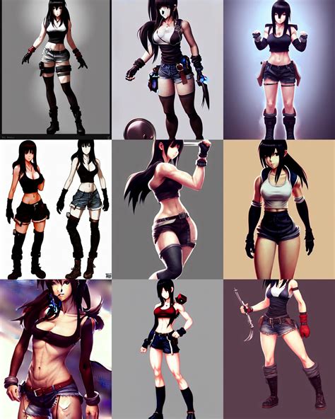 full body character concept art of tifa lockhart | | | Stable Diffusion ...