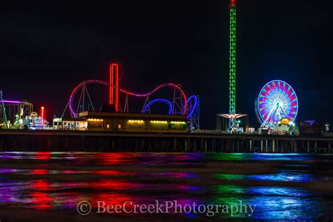 Galveston Pleasure Pier at Night : : Bee Creek Photo