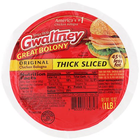 Gwaltney Thick Sliced Chicken Bologna, 16 oz - Walmart.com - Walmart.com