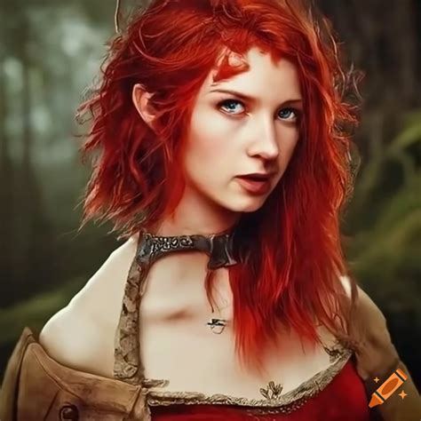 Artwork of a fiery sword-wielding hobbit girl on Craiyon