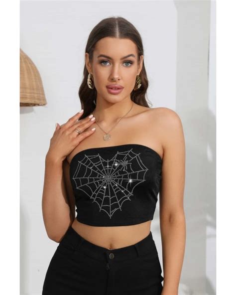 Heart Spider Web Graphic Tube Top