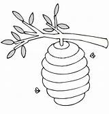 Beehive Up At Tree Branch Coloring Page  NetArt Bee Hive sketch template
