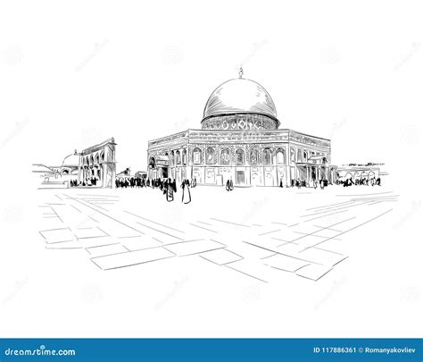 Israel. Jerusalem. Temple Mount. Dome of the Rock. Vector Illustration ...