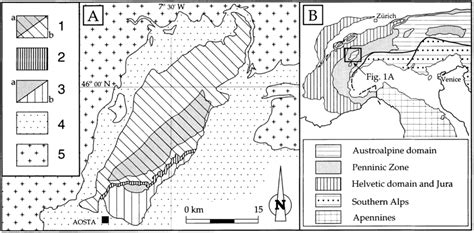 (A) Tectonic map of the Dent Blanche and Mont Mary nappe region. (1)... | Download Scientific ...