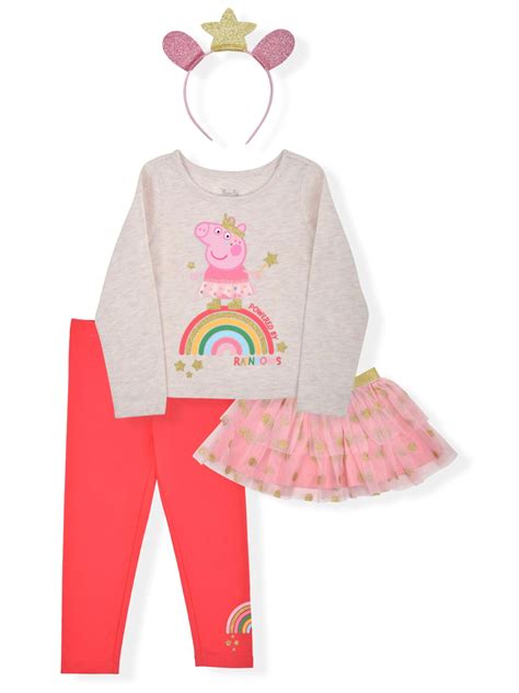 Peppa Pig Baby Girls & Toddler Girls Roleplay Long Sleeve Top, Leggings, Tutu Skirt & Headband ...